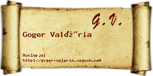 Goger Valéria névjegykártya